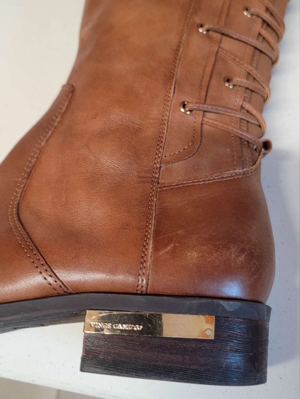 Vince Camuto Tall Leather Riding Boots - Cognac Brown - Picture 6 of 16